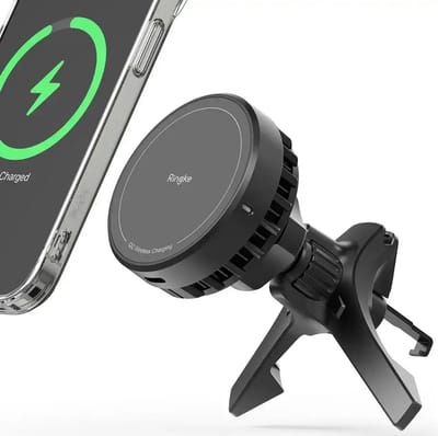 Ringke Qi2 Peltier - Magnetische Telefoonhouder Ventilatierooster Auto - Compatibel met MagSafe - Ingebouwde Koelventilator - Zwart