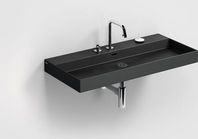 Clou New Wash Me wastafel 90cm, zonder plug, mat zwart keramiek