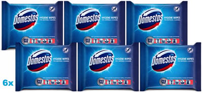 Domestos Hygiene Wipes Reinigingsdoekjes – 6 x 40 Stuks – Schoonmaakdoekjes – Multipack 240 Doekjes