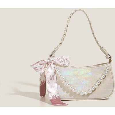Modieuze en Veelzijdige Dames Tassen, Niche Laser Poeder Onderarm Tassen, Kleurrijke Tassen, Dames Handtassen, Schoudertassen, Crossbody Tassen wit