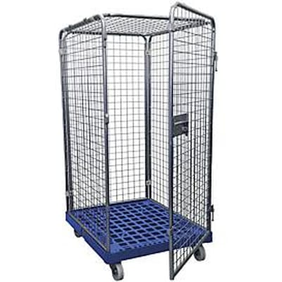 Rolcontainer maat 5, zonder legborden, 1600 mm hoog, lichtblauw