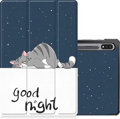 Hoes - Geschikt voor Samsung Galaxy Tab S8 - Dun & Stevig - Trifold Bookcase - Hard Cover - Hardcover Book Case - Tablet Hoesje - Kat