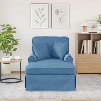 vidaXL - Chaise - Lounge - met - Rok - 3 - st - Blauw - Corduroy - stof - 91 - x - 157 - x - 91 - cm