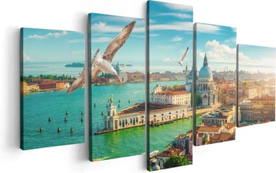 Artaza Canvas Schilderij Vijfluik Venetië Stad vanuit Boven - 100x50 - Foto Op Canvas - Canvas Print