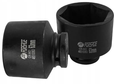 Forsage Professionele Krachtdop - 63 mm - 3/4" Aansluiting - Diep Model - Chroom-Molybdeen Staal (Cr-Mo) - Impact Dop voor Slagmoersleutel - F-46510063