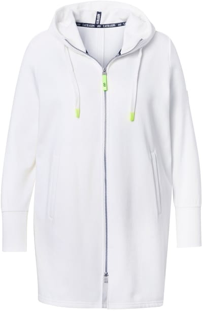 Laurasøn - Dames - Sweatjas lang model capuchon tailleband met trekkoord achter - Off-white - Maat 44+