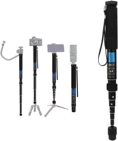 Lichte en Draagbare 63 inch Monopod voor Fotografie en Video, 8 Secties, Aluminium, Geschikt voor DSLR Camera's en Zware Apparatuur