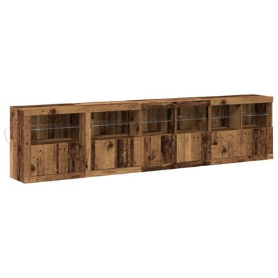 vidaXL - LED - Dressoir - Oudhout - 283 - x - 37 - x - 67 - cm - Bewerkt - hout