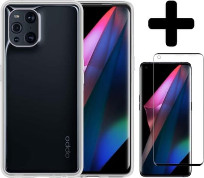 Hoesje - Met Screenprotector - Geschikt voor OPPO Find X3 Pro - Sterk & Shockproof - Back Cover - Siliconen Case - Telefoon Hoes - Telefoonhoesjes - Transparant