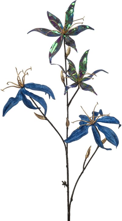 Emerald - Kunstbloem Gloriosa glamour 78cm blauw - Kunstplant voor binnen