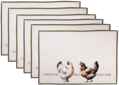 Clayre & Eef Placemats Set van 6 48x35 cm Beige Katoen