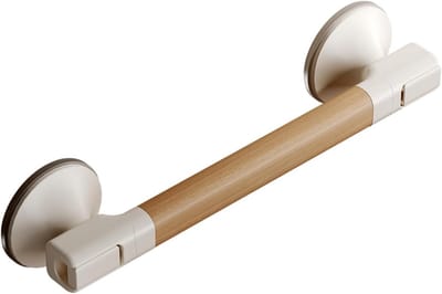 Veiligheidshandgreep Badkamer - Douchegreep Zuignap - Veilig Opstaan - Zonder Boren Montage - 40 cm Lengte - Houtnerf