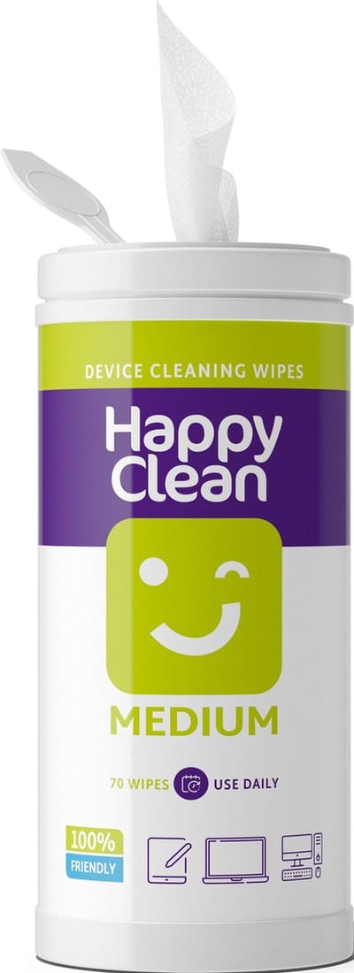 Happy Clean Screen Wipes - 70 Stuks - Vochtige Doekjes voor Middelgrote Devices zoals Laptop, Toetsenbord en iPad