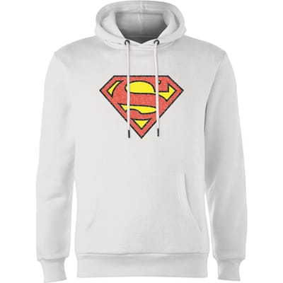 Official Superman Crackle Logo Hoodie - White - S