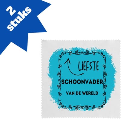 Akyol - liefste schoonvader van de wereld brillendoekjes - Vader - de liefste schoonvader - vader cadeautjes - vaderdag - verjaardag - geschenk - kado - 17,8 bij 17,8 cm - 2 stuks