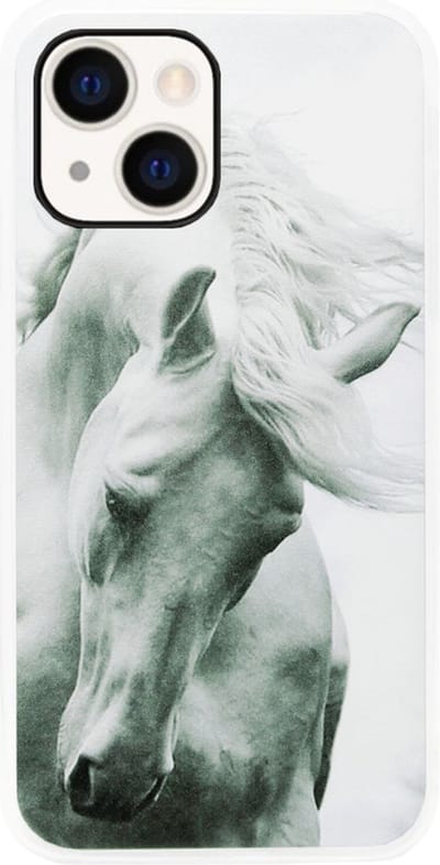 ADEL Siliconen Back Cover Softcase Hoesje Geschikt voor iPhone 14 - Paarden Wit
