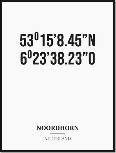 Poster/kaart NOORDHORN met coördinaten