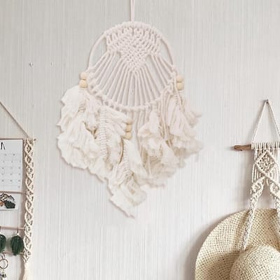 Katoenen Boho macramé dromenvanger, handgeweven wanddecoratie voor kamerdecoratie, sfeervolle geschenken en bohemian interieurstijl