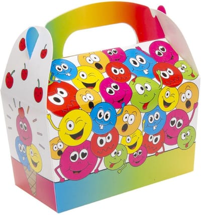 Duckiez Traktatiedoosjes - 12x - gekleurd - met lachende gezichtjes - 12 x 6 x 7 cm - Verjaardagfeestje - Traktaties - cadeaudoosjes