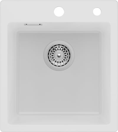 Auralum max Spoelbak voor keuken 40x45CM - Graniet Spoelbakken - Enkele spoelbak Wit - Met waterafvoersysteem - Voor 40 cm kast