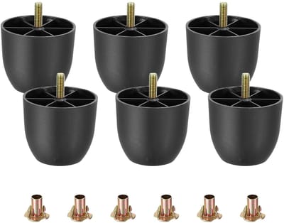 6 stuks meubelpoten, plastic, 2,83 inch x 2,36 inch, kastpoten met M8 hangbouten, bedpoten, poten voor meubels, bank, voeten, meubelverhoging, kastpoten, meubelpoten, zwart
