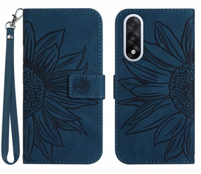 Coverup Hoesje - Geschikt voor OnePlus Nord 5 Hoesje - Coverup Zonnebloem Book Case met Koord - Donkerblauw