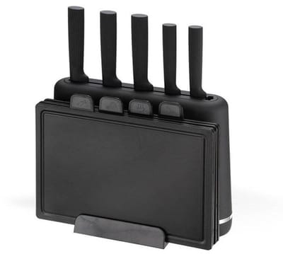 Maestro MR-1412-BLACK Knife set with block + Cutting board set Black