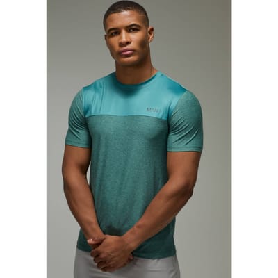Heren Actief Performance Regular Fit Gemêleerd T-shirt | Teal | Size XL