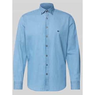 Fynch-Hatton Overhemd Solid Color Denim Button-Down Crystal Blue / male