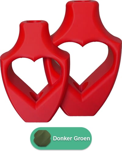 Alira Duo moderne vaas set – Decoratieve vaas - Donker Groen - 3d geprinte vazen – geschikt voor droogbloemen - 20CM