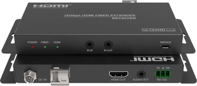 18Gbps 4K UHD HDMI extender over fiber met audio extractor
