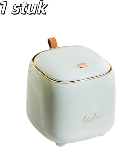 1 stuk - Prullenbak - Bureauprullenbak - Luxe stijl - Drukknop - Vierkant met deksel - Prullenbak voor de woonkamer - Geschikt voor bureaus in de woonkamer en slaapkamer - 14.5*14.5*15cm - Groen