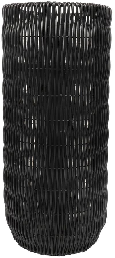 Extra Hoge Plantenpot Rotan | Zwart | 91 cm – Grote Kunst Rotan Bloempot Rond – Met Inzetbodem – Voor Binnen & Buiten