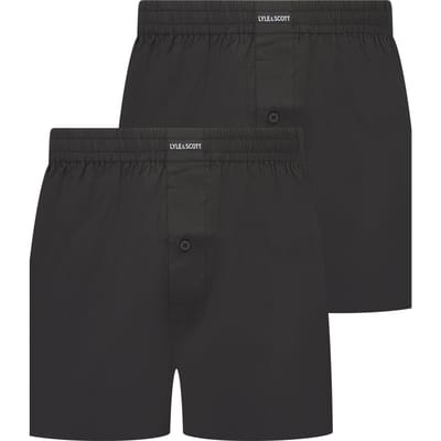 Lyle & Scott Busby 2 Pack Cotton Boxer Short Black Maat: S | Onderbroeken Outlet | Heren | Zwart