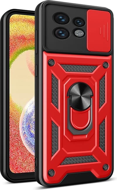 MobyDefend Hoesje - Geschikt voor Motorola Edge 40 Pro - Pantsercase Met Draaibare Ring - Rood