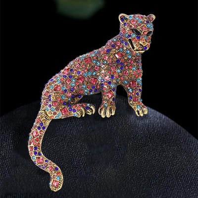 Klassieke Strass Zware Industrie Luipaard Broches Spelden Voor Vrouwen Mannen Mode Dier Vol Kristal Kleurrijke Spelden Corsage Cadeau brown