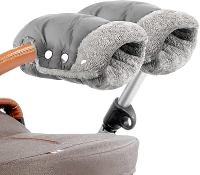 Handwarmers voor Babywagens met Fleece Katoen, Ademend en Waterdicht, Universele Maat voor Buggy en Fiets, Zwart en Grijs