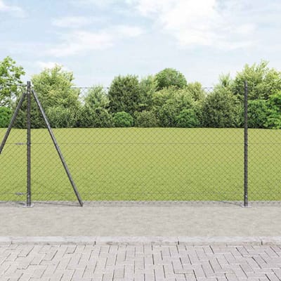 vidaXL - gaashek - met - betonnen - voetstuk - 10 - x - 1,2 - m - PVC-Coated - Staal - Grijs