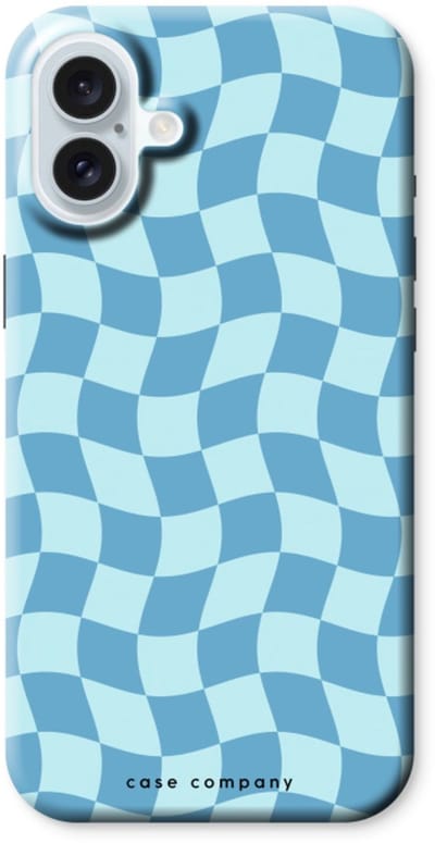 Case Company® - Hoesje geschikt voor iPhone 16 Plus hoesje - Grid Blauw - Tough Case - Maximale Bescherming alle Kanten en Schermrand