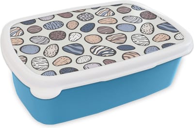 Broodtrommel Blauw - Lunchbox - Brooddoos - Stenen - Patronen - Zen - 18x12x6 cm - Kinderen - Jongen