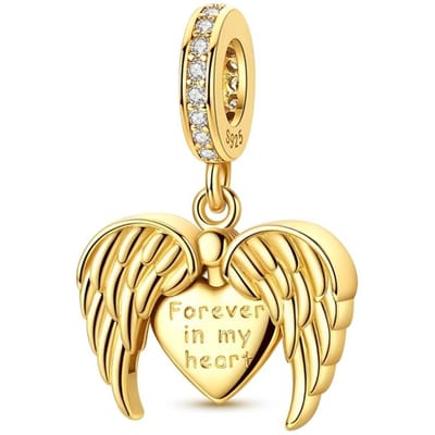 Echte Koperen Bedels Kralen Goud Openbare Vleugels Hart Hangers Past op Echte Armbanden Voor Vrouwen DoeHetZelf Sieraden Cadeaus beige