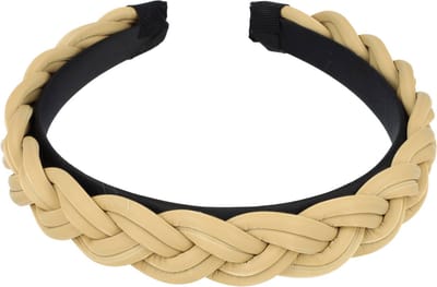 Haarsoires Haarband Diadeem 3cm – Gevlochten - Rubberlook – Beige