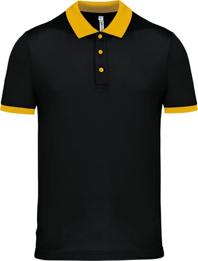 Herensportpolo 'Proact' met korte mouwen Black/Yellow - XS