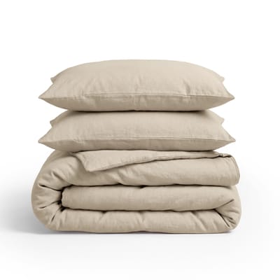 Dekbed-Discounter - Primaviera Deluxe Dekbedovertrek 200 x 200/220 cm - Linnen - Dubbele instopstrook - wassen op 30 graden - Inclusief 2 kussenslopen - Zand