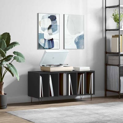 vidaXL - Platenkast - 100x38x48 - cm - bewerkt - hout - zwart