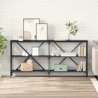 vidaXL - Wandtafel - Zwart - Eiken - 160 - x - 30 - x - 75 - cm - Bewerkt - hout