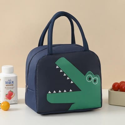 Sac à bento pour animal de compagnie mignon, sac isotherme épaissi, sac à bento cartoon garde-frais, sac à déjeuner à porter à la main, bloc de glace bleu foncé