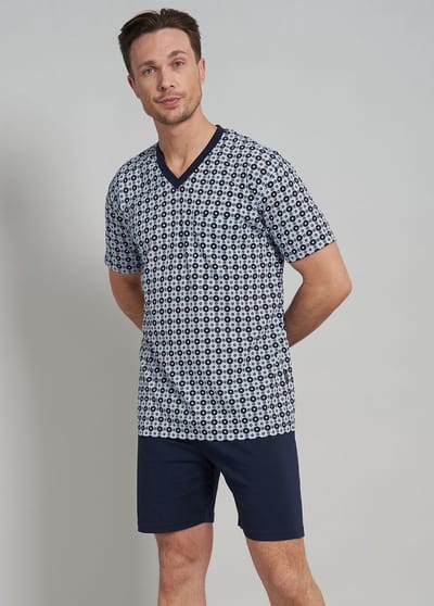 Gotzburg heren shortama - blauw dessin
