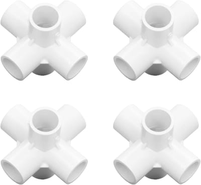 10 Stuks PVC Hoekverbinder 6-Weg – Binnenmaat Ø20 mm – Kunststof Buiskoppeling 90° – Wit