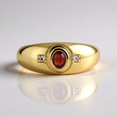 Cavill - Zilveren vergulde ring - 0,237 ct Tanzania robijn ovaal briljant geslepen - 0,042 ct Cambodja zirkonia schitterende gemstone ring